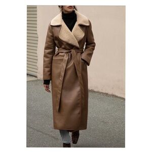 Frank & Oak Leather Sherpa Fur Trench Coat Brand new (black)